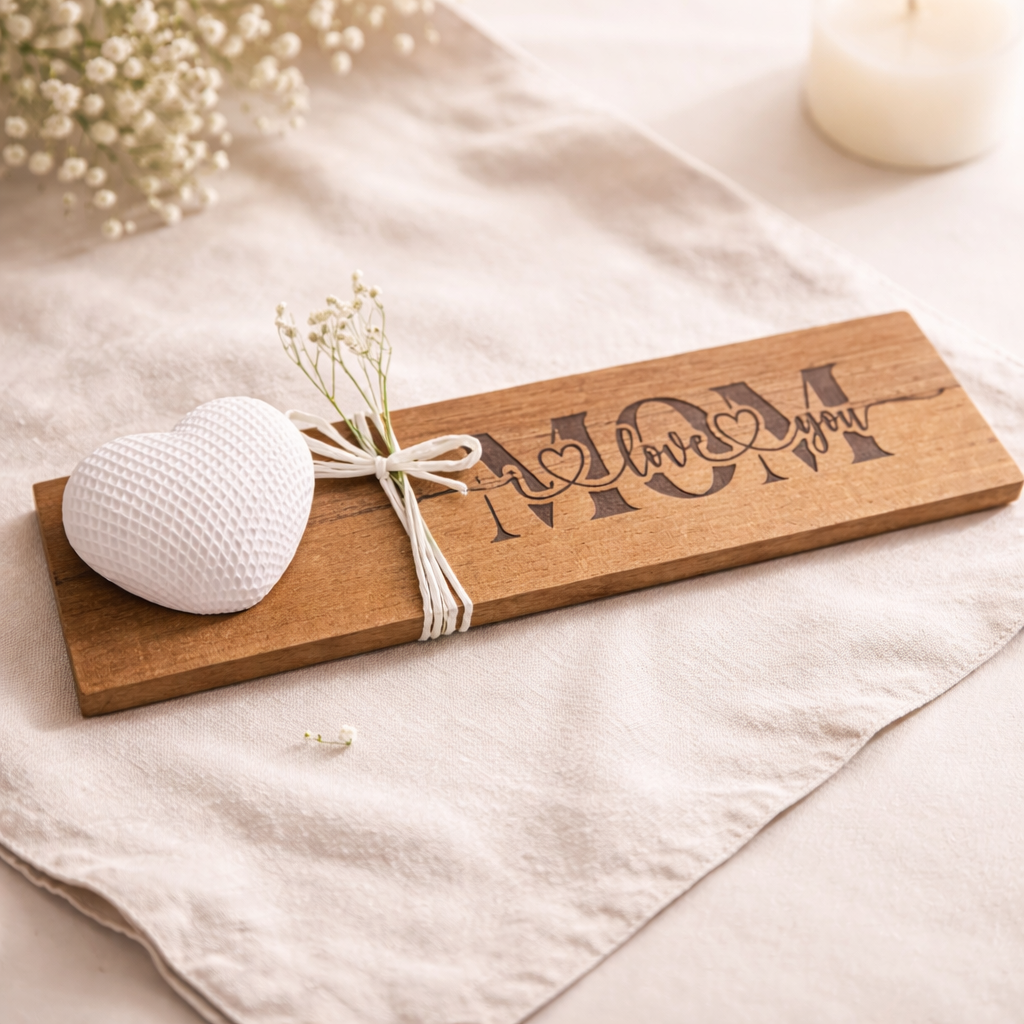 MOM I love you – Variante auf hellem Holz, Lifestyle-Setting